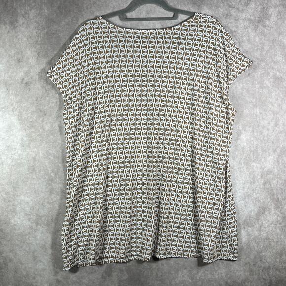 Susan Graver Top‎ Womens 2X Brown White Chain Print Cap Sleeve Casual Stretch - Picture 5 of 9